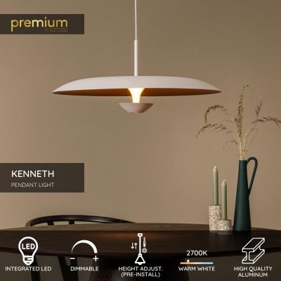 Lucide KENNETH - Pendant light - Ø 60 cm - LED Dim. - 1x16W 2700K - White - Premium